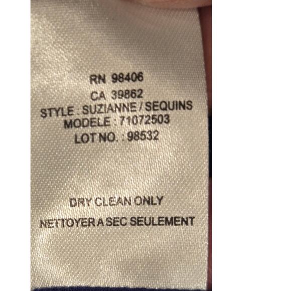 Theory 100% Silk Sequin Cap Sleeve Top Blue Keyhole Closure Large - Picture 10 of 10